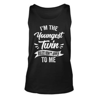 Youngest Twin Sister Brother Sibling Funny Birthday Twins Unisex Tank Top - Seseable