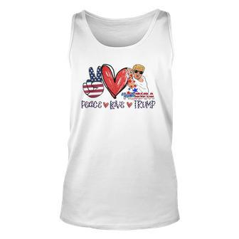 4Th Of July Peace Love Trump Merica Usa Flag Patriotic Tank Top | Mazezy