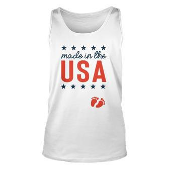 4Th Of July Baby Pregnancy Announcement Made In The Usa Unisex Tank Top | Mazezy