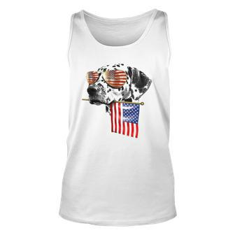 4Th Of July Fun American Flag Dalmatian Dog Lover Gift Unisex Tank Top | Mazezy