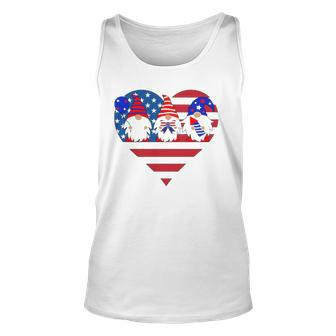 4Th Of July Gnomes American Flag Heart Fireworks Gnomes Unisex Tank Top | Mazezy