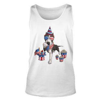4Th Of July Pitbull Dad American Sunglasses Dog Puppy Usa Unisex Tank Top - Seseable