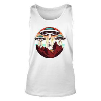 Abduction Funny Alien Ufo Abducting Dinosaur Gift Unisex Tank Top | Mazezy