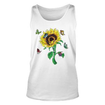 Aesthetics Sunflowers Nature Butterflies Yellow Sunflower Unisex Tank Top | Mazezy