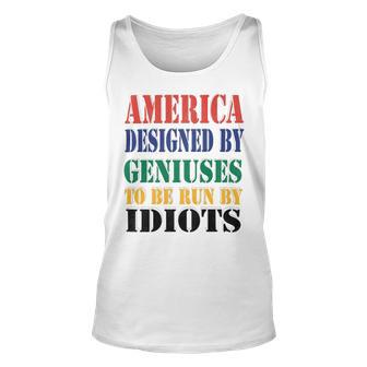 America Designed By Geniuses To Be Run By Idiots Impeach 46 Joe Biden Essential Tshirt Unisex Tank Top | Favorety DE