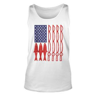 American Flag Fishing 4Th Of July Patriotic Dad Gift Angler V2 Unisex Tank Top - Seseable