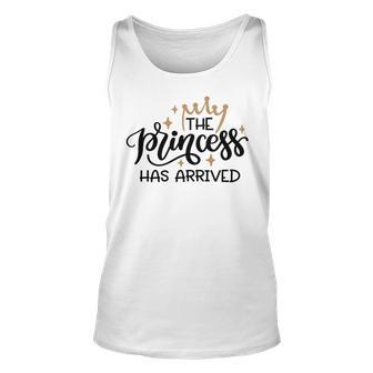 Baby Shower Text Design The Princess Has Arrived Unisex Tank Top | Favorety CA