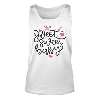 Baby Shower Text Pink Heart Ribbon Design Sweet Sweet Baby Unisex Tank Top | Favorety CA