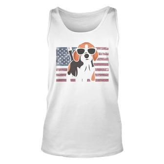 Beagle Dad American Flag 4Th Of July Patriotic Beagle Design Unisex Tank Top - Seseable