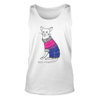 Bisexual Cat Lgbt-Q Pride Cute Kitten Kitty Proud Ally Unisex Tank Top | Mazezy