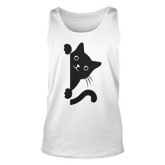 Black Cat Peeking Unisex Tank Top | Favorety