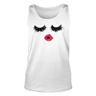 Black Eyelashes Red Lips Mother Day Gift Birthday Holiday Christmas Unisex Tank Top | Favorety