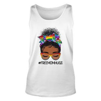 Black Women Free Mom Hugs Messy Bun Lgbtq Lgbt Pride Month Unisex Tank Top | Mazezy DE