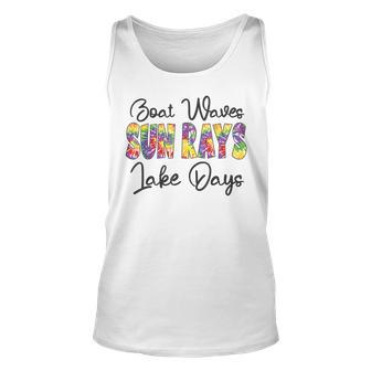Boat Waves Sun Rays Lake Days Tie Dye Summer Funny Girl Kid Unisex Tank Top - Seseable