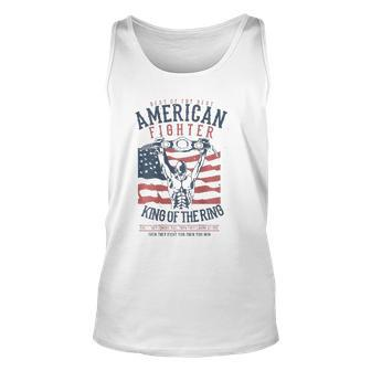Boxer Graphic With Belt Gloves & American Flag Distressed Unisex Tank Top | Mazezy