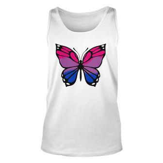 Butterfly With Colors Of The Bisexual Pride Flag Unisex Tank Top | Mazezy