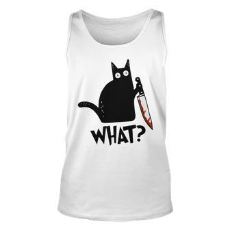 Cat What Murderous Black Cat With Knife Unisex Tank Top | Favorety UK