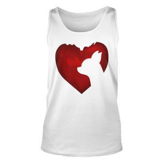 Chihuahua Shape With Red Heart Painting For Valentine Day Unisex Tank Top | Favorety CA