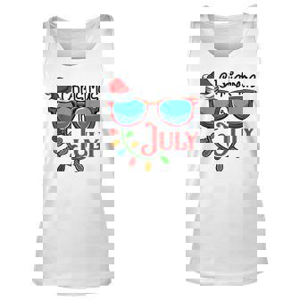 Christmas In July Santa Hat Sunglasses Summer Celebration Unisex Tank Top - Thegiftio