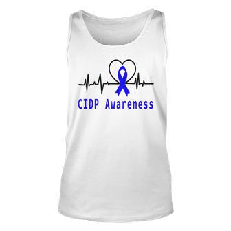 Chronic Inflammatory Demyelinating Polyneuropathy Cidp Awareness Heartbeat Blue Ribbon Cidp Support Cidp Awareness Unisex Tank Top - Monsterry UK