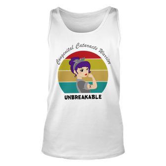 Congenital Cataracts Warrior Vintage Strong Women Grey Ribbon Congenital Cataracts Support Congenital Cataracts Awareness Unisex Tank Top | Favorety