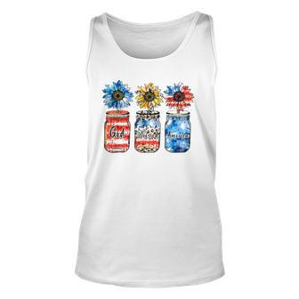 Country Farm Canning Ball Jars Sunflower God Bless America Unisex Tank Top | Mazezy