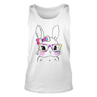 Cute Bunny Rabbit Face Tie Dye Glasses Girl Happy Easter Day Unisex Tank Top | Favorety AU