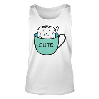 Cute Cat In Mug Unisex Tank Top | Favorety