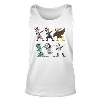 Dabbing Uncle Sam And Friends 4Th Of July Boys Girls Kids Unisex Tank Top | Mazezy
