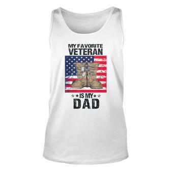 Dad Fathers Day My Favorite Veteran Is My Father Proud Kids Unisex Tank Top - Seseable