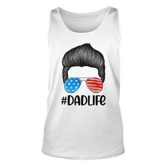Dad Life Sunglasses American Flag Fathers Day 4Th Of July Unisex Tank Top - Seseable