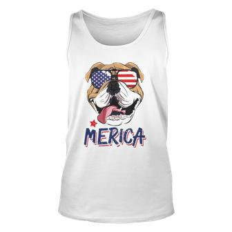 English Bulldog 4Th Of July Merica Sunglasses Usa American Patriot Tank Top | Mazezy