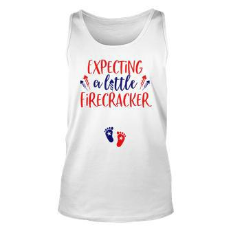 Expecting A Little Firecracker New Mom 4Th Of July Pregnancy Unisex Tank Top - Seseable