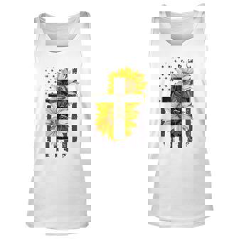 Faith In God Sunflower Faith Cross And Flag Cute American Unisex Tank Top - Thegiftio UK