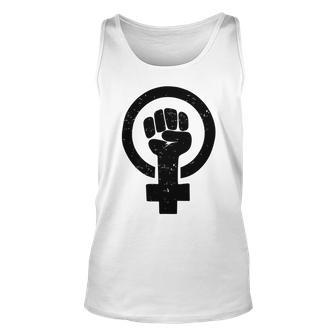 Feminist Raised Fist - Distressed Fitted Unisex Tank Top | Favorety CA