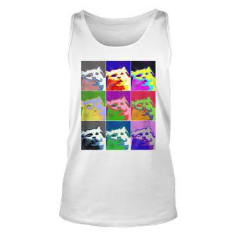 Fluffy Cat In Pop-Art Style Vintage 1960S Mod Color Style Unisex Tank Top - Thegiftio UK