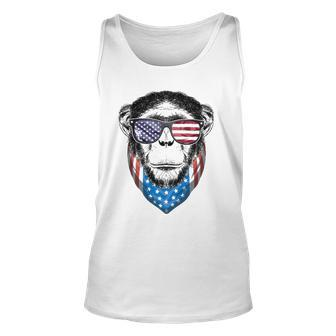 Fourth Of July Monkey American Flag July 4Th Chimpanzee Unisex Tank Top | Mazezy