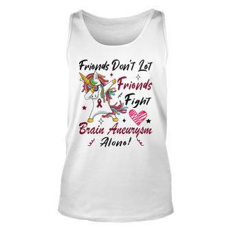 Friends Dont Let Friends Fight Brain Aneurysm Alone Unicorn Burgundy Ribbon Brain Aneurysm Bpd Brain Aneurysm Unisex Tank Top | Favorety UK