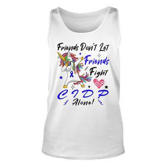 Friends Dont Let Friends Fight Chronic Inflammatory Demyelinating Polyneuropathy Cidp Alone Unicorn Blue Ribbon Cidp Support Cidp Awareness Unisex Tank Top | Favorety CA