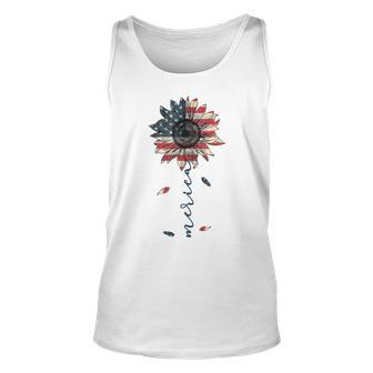 Funny 4Th Of July Merica Sunflower American Flag Patriotic Unisex Tank Top - Seseable
