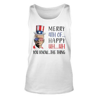 Funny Joe Biden Confused Merry 4Th Of July Us Flag Unisex Tank Top - Seseable