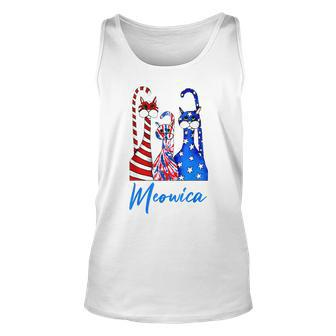 Funny Tie Dye Meowica 4Th Of July Cat Lovers Patriotic Unisex Tank Top - Seseable