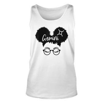 Gemini Zodiac Sign Afro Girl African Hair Astrology Birthday Unisex Tank Top - Seseable