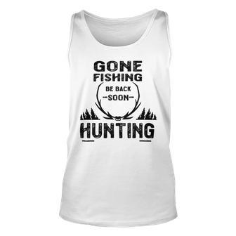 Gone Fishing Be Back Soon Hunting Unisex Tank Top | Favorety DE