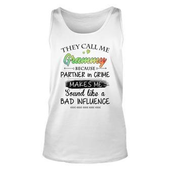 Grammy Grandma Gift They Call Me Grammy Because Partner In Crime Unisex Tank Top - Seseable