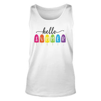 Hello Summer Vacation Ice Cream Popsicle Ice Lolly Lovers Tank Top | Mazezy