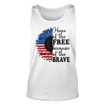 Home Of The Free Because Of The Brave Sunflower 4Th Of July Unisex Tank Top - Seseable