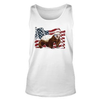 Honey Badger American Flag 4Th July Animals Men Women Kids Unisex Tank Top | Mazezy