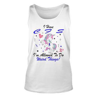 I Have Chronic Fatigue Syndrome Cfs Im Allowed To Do Weird Things Unicorn Blue Ribbon Chronic Fatigue Syndrome Support Cfs Awareness Unisex Tank Top | Favorety DE