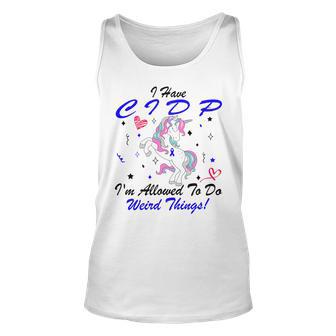 I Have Cidp Im Allowed To Do Weird Things Unicorn Blue Ribbon Cidp Support Cidp Awareness Unisex Tank Top | Favorety AU